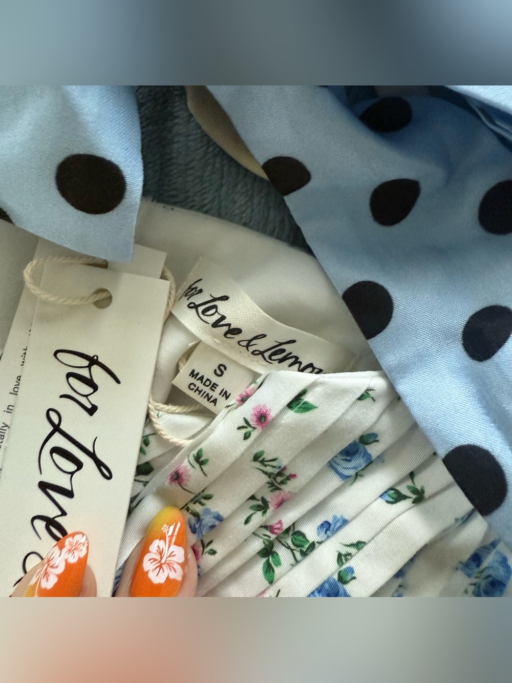 FOR LOVE & LEMONS Eugene Bustier Corset Top Floral White Blue Polka Dot Bow - Picture 7 of 8